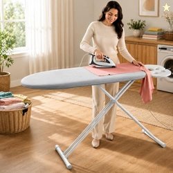Lifelong Foldable Ironing Board with Steel Frame, Heat-Resistant Cover