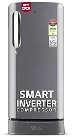 LG 185 L, 5 Star, Smart Inverter, Direct Cool Single Door Refrigerator (GLD1956ZAPZ, Shiny Steel, Base stand with Drawer, Fit Max Chiller Tray & Fast Ice Making)