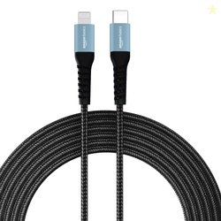 amazon basics Aluminum With Nylon Braided Usb C To Lightning Mfi Certi