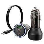 Zebronics 82W Car Charger, Dual Type-C & USB Output, Rapid Charging, Type-C to Type-C Cable 1m, LED Indicator, Multi Protection, Transparent Design (CC82)