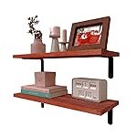 Dime Store Engineered Wood Floating Wall Shelves for Storage Organizer, Shelf for Bedroom Bathroom Storage Shelves, Kitchen Spice Rack Book Shelves for Living Room (Brown, Set of 2)
