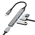 Dubstep SnaplinkGo 4-in-1 Type C to USB Hub, Grey, Aluminium Alloy, 5 Gbps Data Transfer, 4 Ports, Bend Free Cable (Grey)