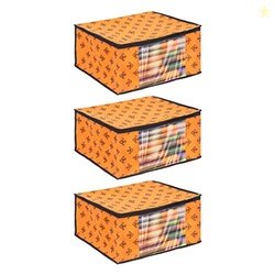 PrettyKrafts Set of 3 Non-Woven Printed Foldable Saree Covers/Wardrobe