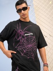 HIGHLANDER Typography Puff Printed Drop-Shoulder Sleeves Oversized T-s