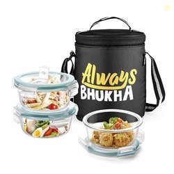 Treo by Milton All Fresh Glass Tiffin Containers with Insulated Bag (A