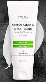 PROWL by Tiger Shroff Facewash 2% Salicylic Acid | Anti Acne For Dry Combination Oily & Acne Prone Man Skin Care with 1% Lactic Acid, Hyaluronic Acid | Exfoliating Brightening Face Wash For Men | 50ml