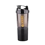 ATTRO Plastic Spider Shaker Bottle with Storage 300ml Protein Mixer Bottle with Compartment for Supplements, BPA-Free, Leakproof Gym Shaker Cup, Ideal for Workout, Gym, Travel Black