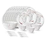 Larah by Borosil Boro Fluted Series Opalware Dinner Set | 33 Pieces for Family of 6 | Microwave & Dishwasher Safe | Bone-Ash Free | Crockery Set for Dining & Gifting | Plates & Bowls | White