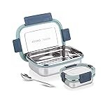 ATTRO Sparkle Medium Stainless Steel Lunch Box 2-Piece Set â 800ml + 150ml â Leak-Proof, BPA-Free, Compact & Durable â Ideal for Kids, Office, Travel â Green
