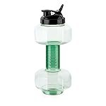 Attro Dumbbell Water Bottle 2 Liter Plastic Bottle with Grip Handle Stylish Bottle for Gym Lover BPA Free, Food Grade, Leakproof- Green