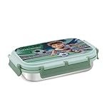 Attro Uranus Stainless Steel Lunch Box with 1 Small Container & Spoon Eyecatchy Soccer Playing Print BPA Free Food Grade-700ml+160ml- Mint Green