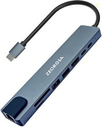 Zeorgia Multiport Adapter | 4K HDMI, 100W PD, Ethernet, 2 USB Por...mo