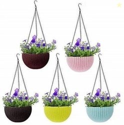 Cookcrew Hanging Flower Pots with Chains | Plastic Planters for I...mo