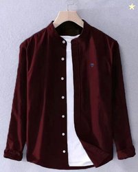 FUBAR Men Slim Fit Solid Mandarin Collar Casual Shirt