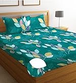BSB HOME Premium Cotton Elastic Fitted Bedsheets with 2 King Size Pillow Covers | Double Bed with All Around Elastic 180 TC Supersoft | (72″x78″,Green & Red)