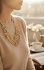 DCA Cream/Gold Glass/Brass Women Necklace (4031)