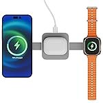 Zebronics 3 in 1 Wireless Foldable Charging Pad, 23W Output, MagSafe Compatible, Fast Charging, Built-in Protection, FOD, 1m Type-C Cable, for iPhone 16/15/14/13/12 Series (MagBoost 20, Matt White)