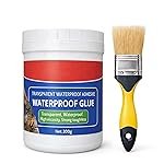 Crack Seal Glue 300gm with Brush Transparent Waterproof Resin Epoxy for Roof Leakage Crack Seal Agent Roof Water Leakage Solution Water Proof Glue for Waterproofing (300 GM) (1)