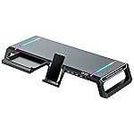 acer Ergo Multifunction Monitor & Laptop Stand Featuring RGB Lighting and a 4-Port USB Hub with Aluminum Multi Keyboard Storage Space Bar, Suitable for Both Office and Home Environments (Black)