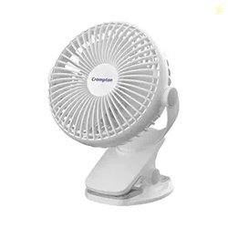 Crompton Siro Rechargeable Clip Fan 100MM | Safety Grill Design | Repl