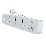 GM Cuba 3341 Extension Board with USB Port Type A & C | 2500 Watt Switch Board Surge Protector | Spike Guard with 1.8 Mtr Cord, 3 International Sockets | Fireproof Upto 750 Degree | 1 Year Warranty