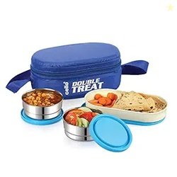 CELLO Double Treat Set of 3 Pcs Lunch Box for Office Use with Jacket B