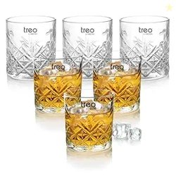 Treo by Milton Barley 340 Clear Whiskey Glass Tumbler Set of 6, Bar Gl