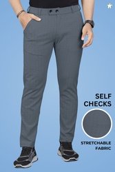GIBBONTE Men Regular Fit Grey Cotton Blend Trousers