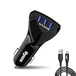 Dyazo Smart 3 Port USB Car Charger Compatible for Samsung Galaxy S 7/6/ Edge/Note 5/ A10 /A9,LG G4/,HTC, Oppo, Vivo, Redmi & All Other Mobile Phones with Free Micro USB Cable