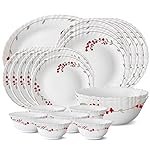 Larah by BOROSIL Verona Opalware Dinner Set, 21-Pieces, White