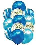 Crackles Blue Marble Balloons Set with Confetti Balloons for Birthday, Anniversary, Weddings, Engagement, House Warming Decoration | Party Balloons (Marble Balloons-Blue Pack of 12)