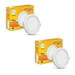 wipro Garnet 7W Round LED Alpha Panel | Warm White Light (2700K) | Recessed Down Light for False Ceiling | Cutout – 82mm | Pack of 2