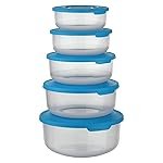 Asian Plastowares – 10000557 Plastic Super Seal Container, 500ml, 800ml, 1.25 Litre, 1.75 Litre, 2.5 Litre, Set of 5, Blue