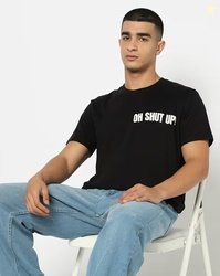 YOUSTA Men Typographic Print Crew-Neck T-Shirt