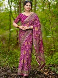 SANISA Bandhani Pure Georgette Handloom Saree