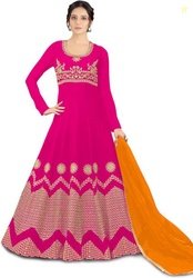 Kedar Fab Embroidered Silk Blend Semi Stitched Anarkali Gown