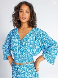 KIABI Printed Wrap Crop Top