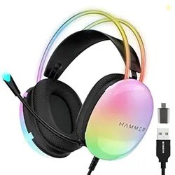 HAMMER Blaze Wired Gaming Headphones with Mic, Over Ear Headset Wired