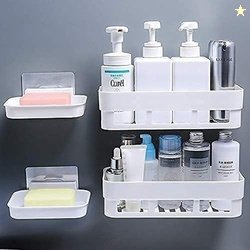 Qrex Multipurpose 2 Pcs Bathroom Shelf Wall Mounted Bathroom Kitc...mo