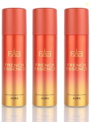 FRENCH ESSENCE Aura Set of 3 Women Deodorants Body Spray -150ml each