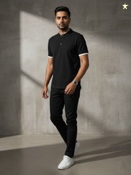 Roadster The Lifestyle Co Men Mandarin Collar Henley Neck Tshirt