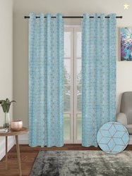 Aura Copper Toned 2 Pieces Geometric Velvet out Door Curtains