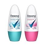 Rexona Roll-On Deodorant | Shower Clean + Powder Dry Motion Activated Deo for Women | up to 72Hr odour protection | 45 ML each