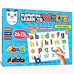 PLAY PANDA Write and Wipe Magnetic Board with Small Letter Magnets, Educational Magnetic Game for Kids Learning Alphabet Writing